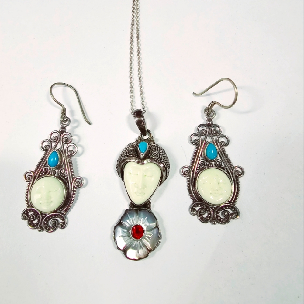 Gorgeous Bali Goddess Jewelry Set in Sterling Silver.